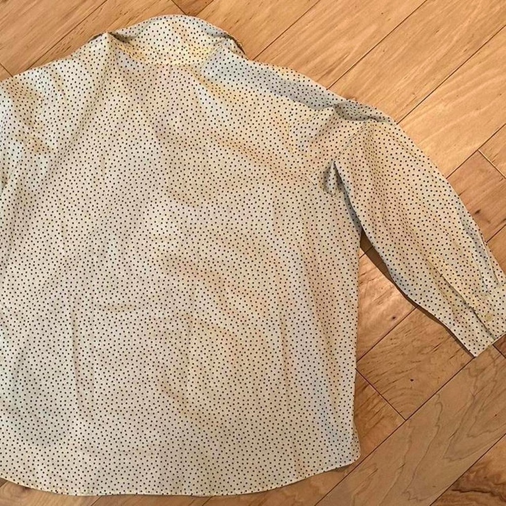 Yellow with Navy blue Polka Dot button down Shirt - Picture 6 of 7